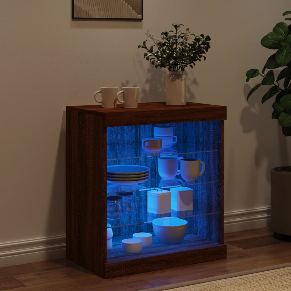 Komoda s LED svjetlima boja smeđeg hrasta 60,5x37x67 cm