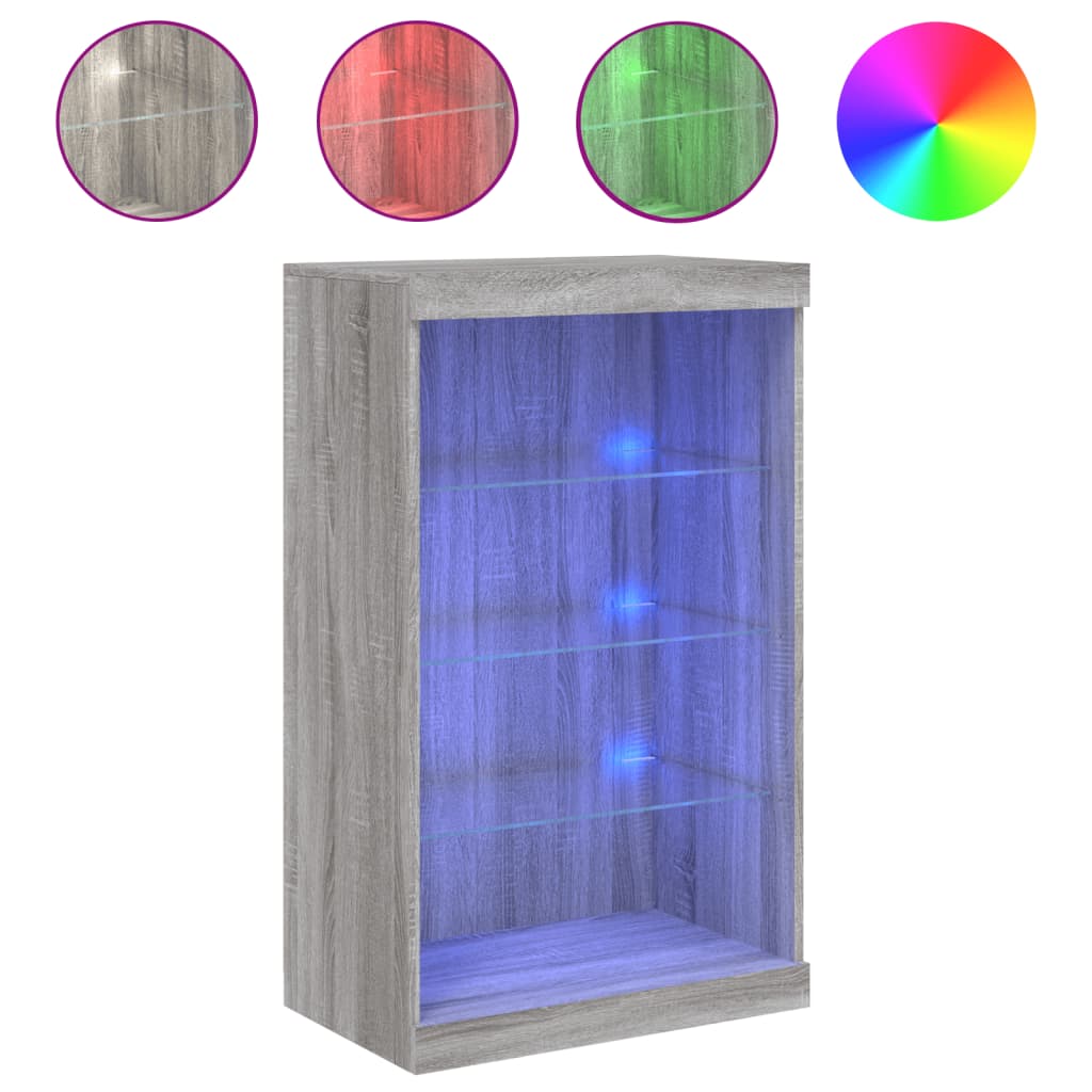 Komoda s LED svjetlima boja sivog hrasta 60,5x37x100 cm