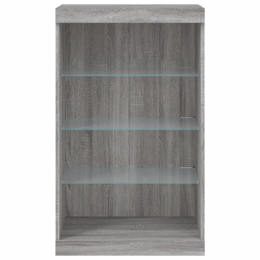 Komoda s LED svjetlima boja sivog hrasta 60,5x37x100 cm