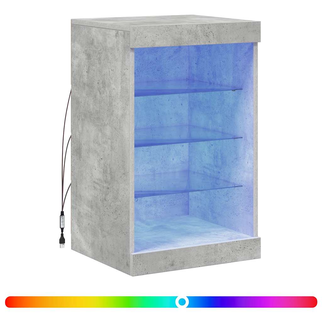 Komoda s LED svjetlima siva boja betona 41x37x67 cm