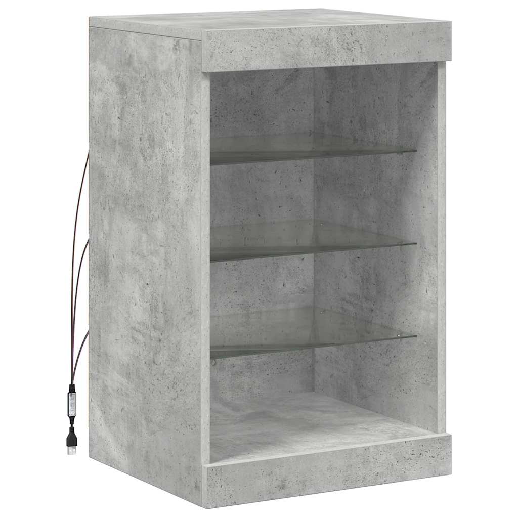 Komoda s LED svjetlima siva boja betona 41x37x67 cm