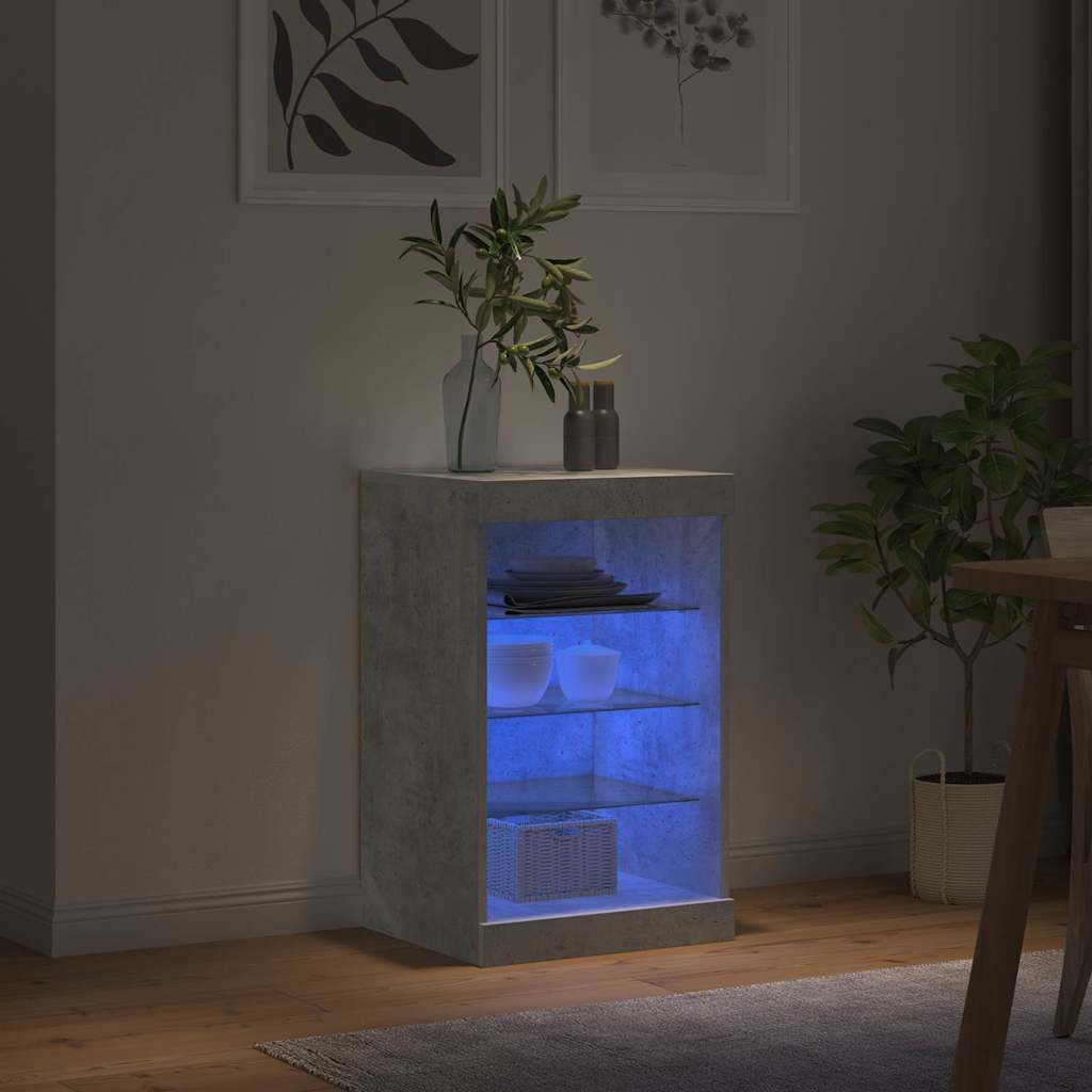 Komoda s LED svjetlima siva boja betona 41x37x67 cm