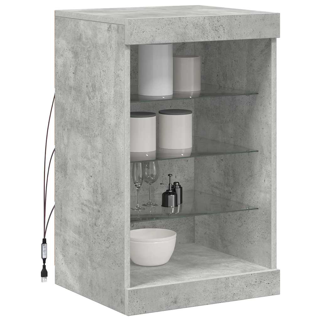 Komoda s LED svjetlima siva boja betona 41x37x67 cm