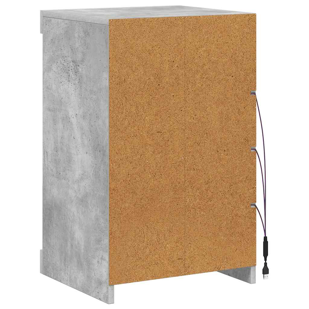 Komoda s LED svjetlima siva boja betona 41x37x67 cm