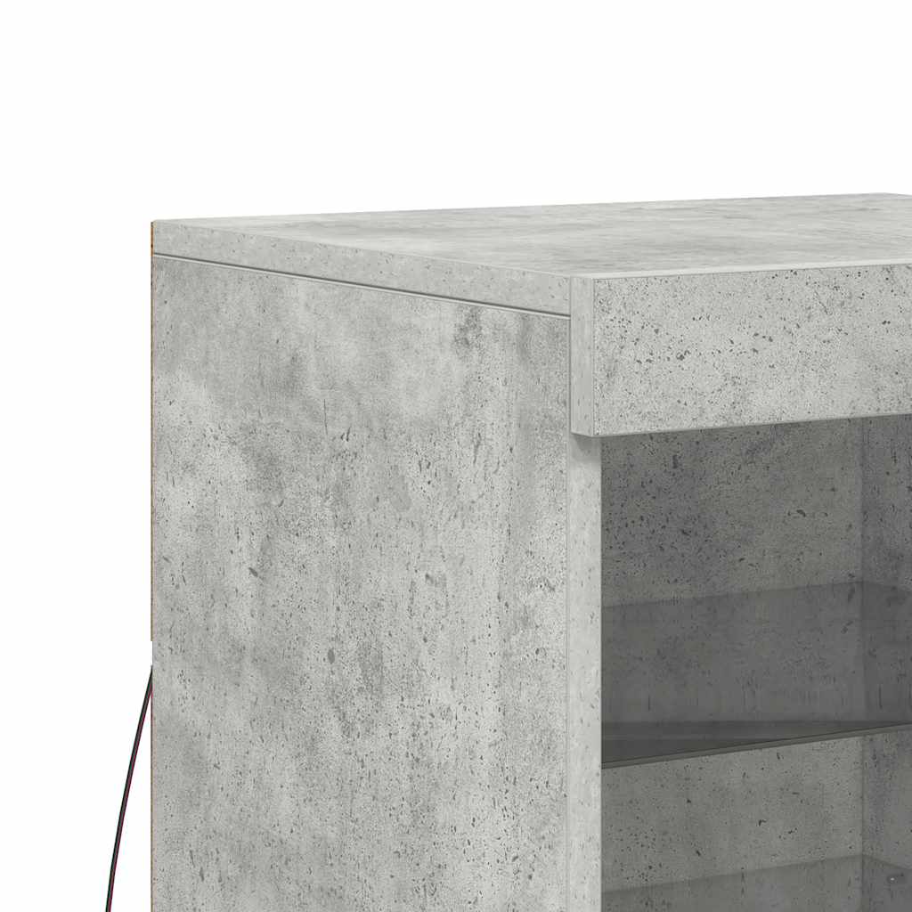 Komoda s LED svjetlima siva boja betona 41x37x67 cm