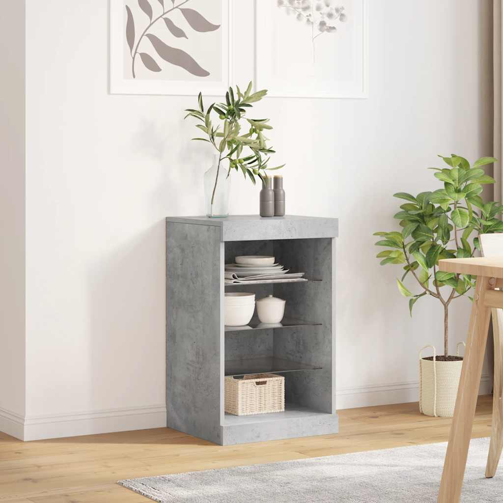 Komoda s LED svjetlima siva boja betona 41x37x67 cm