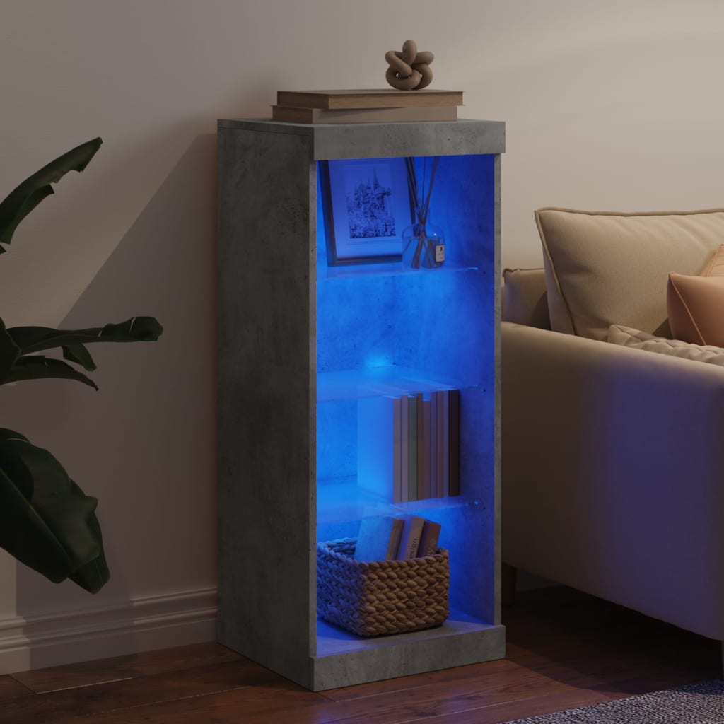 Komoda s LED svjetlima siva boja betona 41x37x100 cm