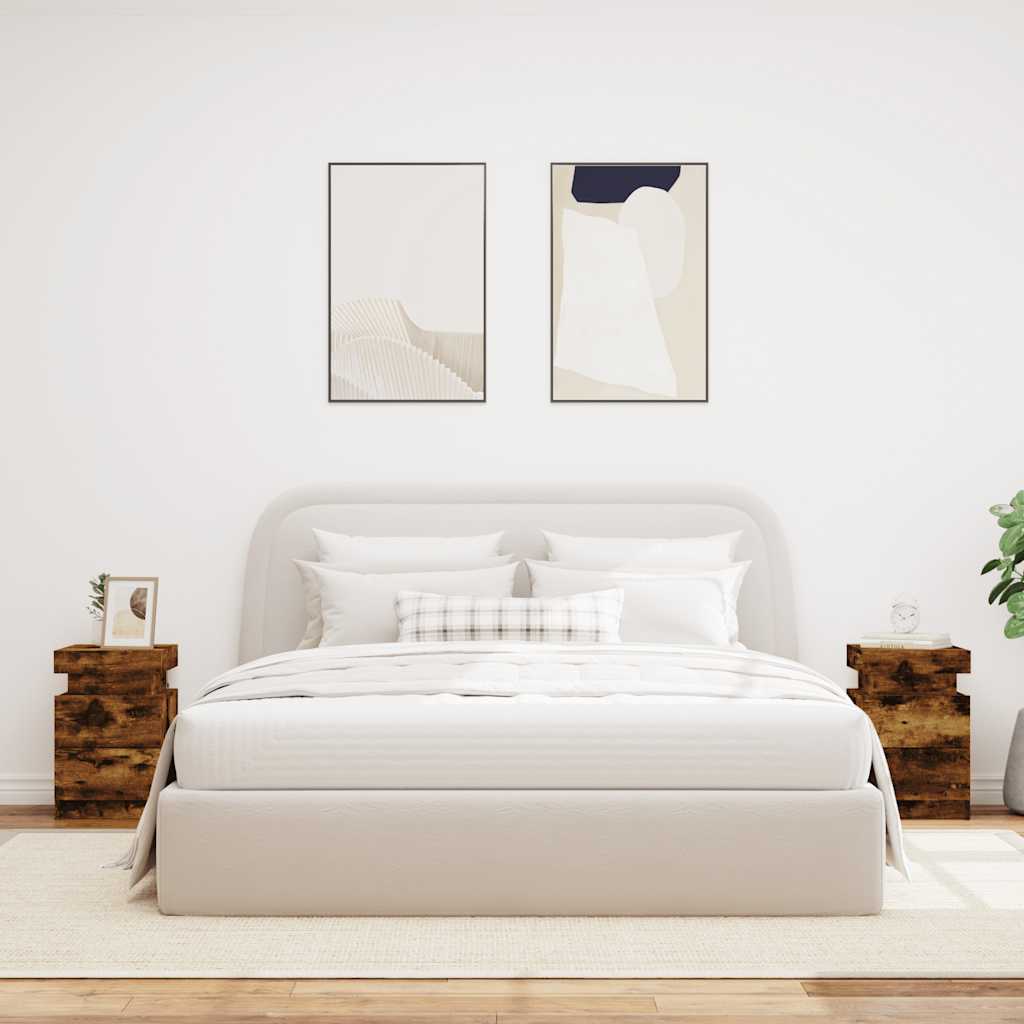 Noćni ormarići s LED svjetlima 2 kom dimljeni hrast 35x39x55 cm