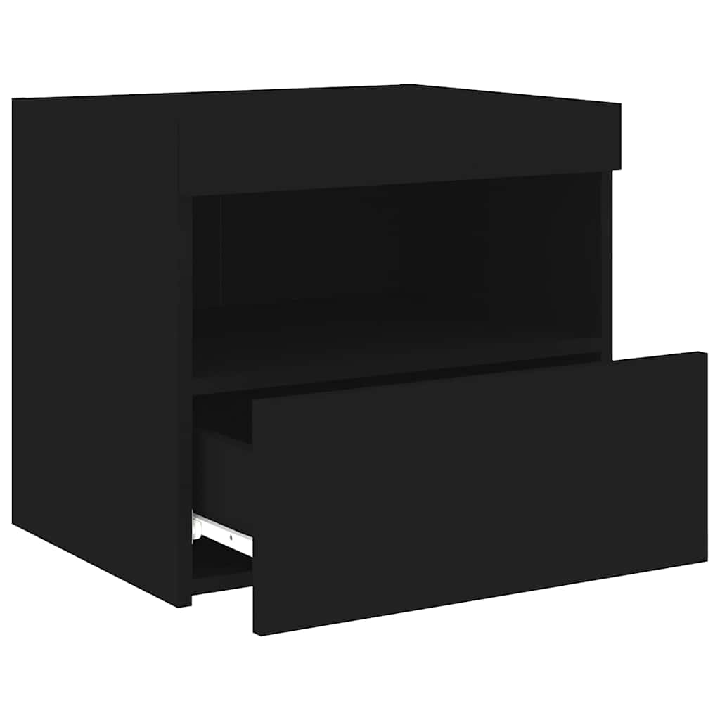 Noćni ormarići s LED svjetlima 2 kom crni 50 x 40 x 45 cm