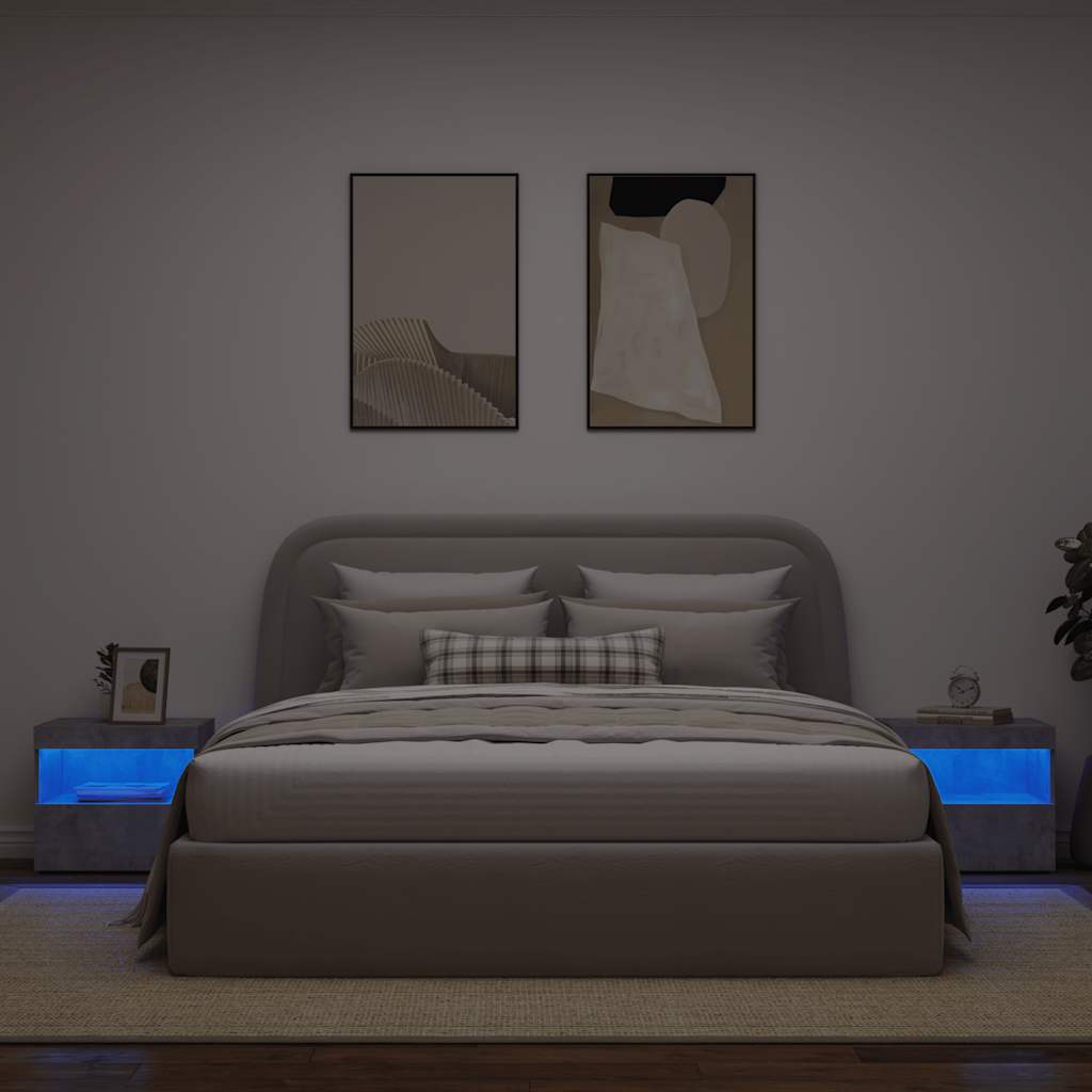 Noćni ormarići s LED svjetlima 2 kom boja betona 50x40x45 cm