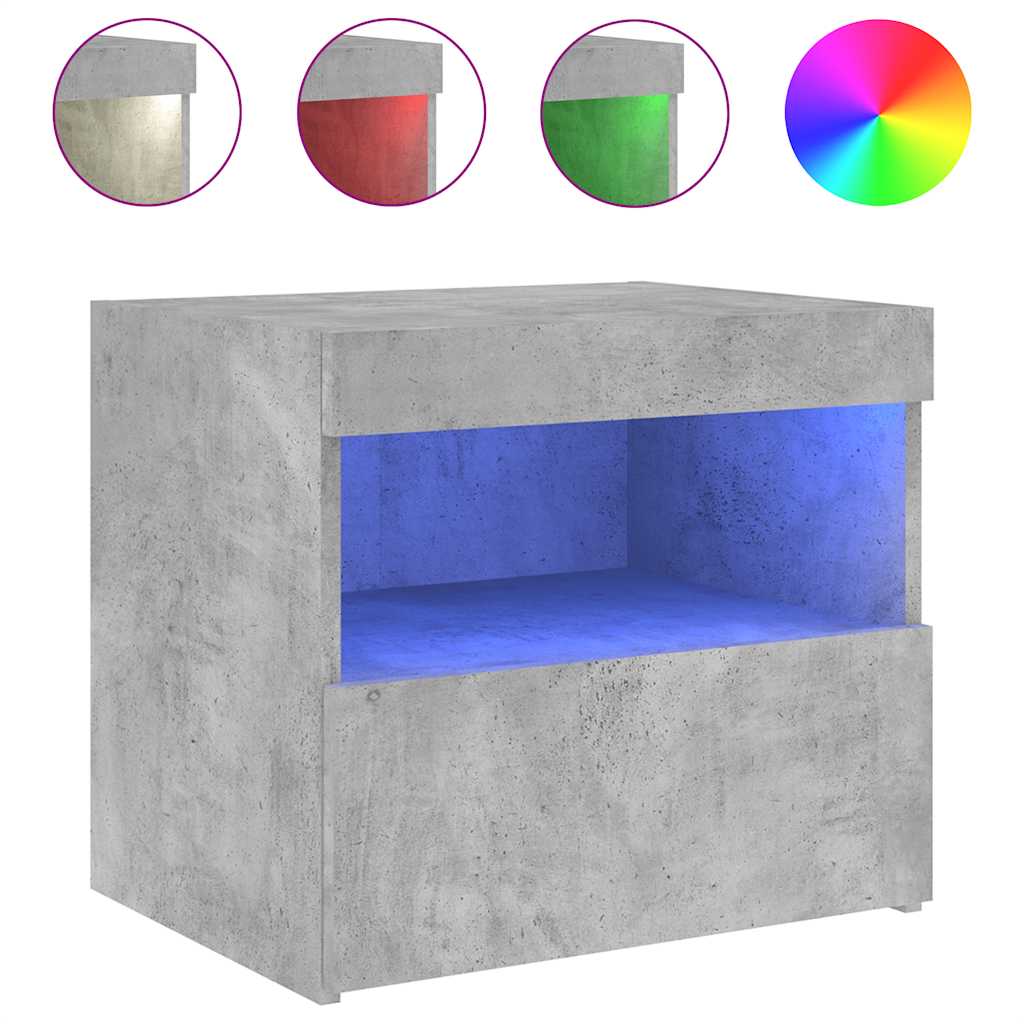 Noćni ormarići s LED svjetlima 2 kom boja betona 50x40x45 cm