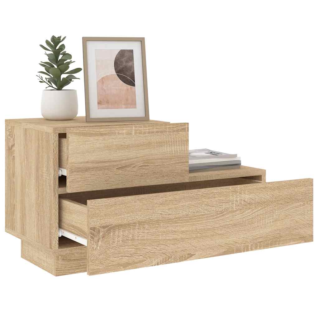 Noćni ormarić s LED svjetlima boja hrasta sonome 70x36x40,5 cm