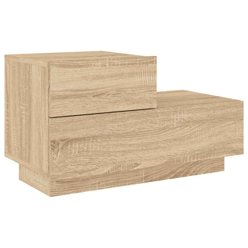 Noćni ormarić s LED svjetlima boja hrasta sonome 70x36x40,5 cm