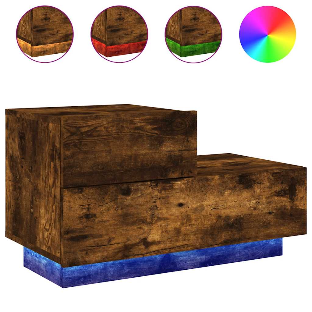Noćni ormarić s LED svjetlima 70 x 36 x 40,5 cm