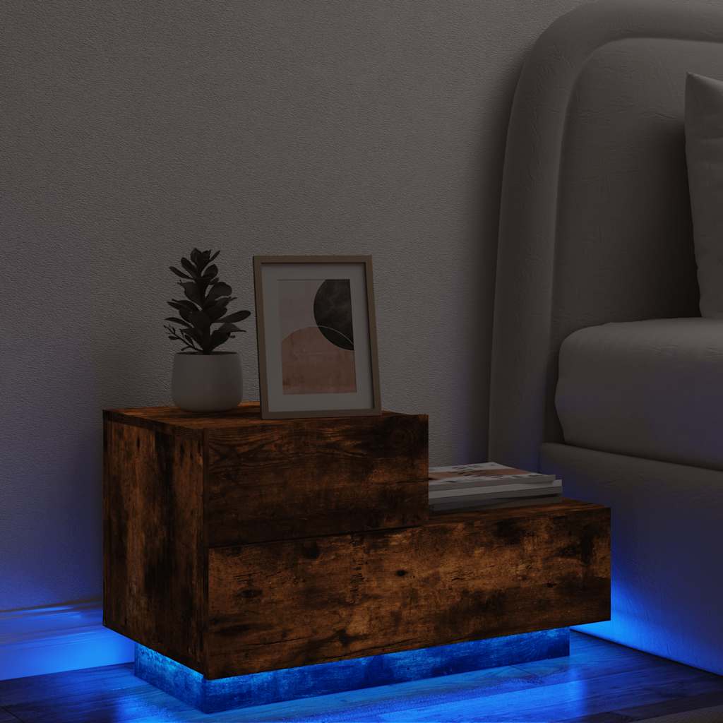 Noćni ormarić s LED svjetlima 70 x 36 x 40,5 cm