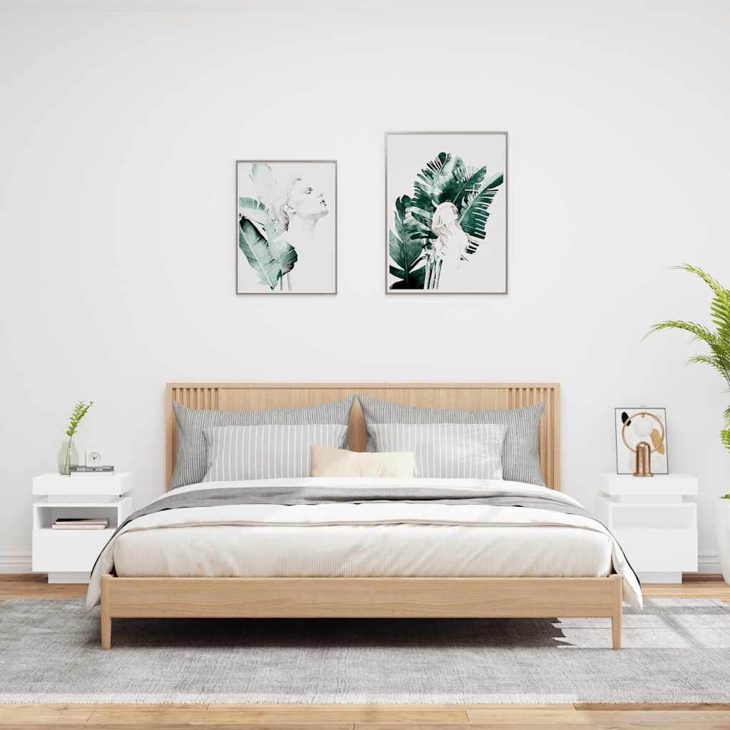 Noćni ormarići s LED svjetlima 2 kom bijeli 40 x 39 x 48,5 cm