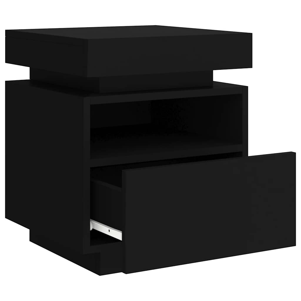 Noćni ormarići s LED svjetlima 2 kom crni 40x39x48,5 cm