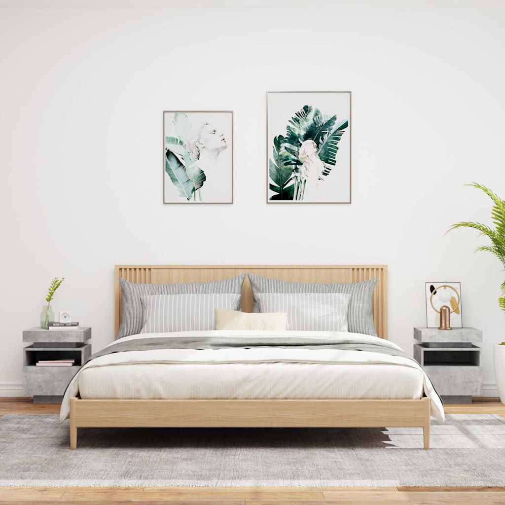 Noćni ormarići s LED svjetlima 2 kom boja betona 40x39x48,5 cm