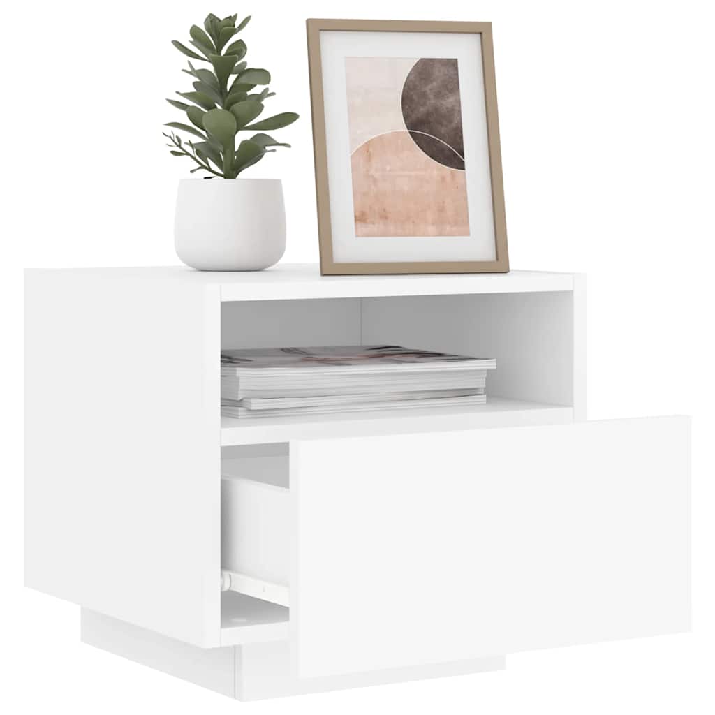 Noćni ormarići s LED svjetlima 2 kom bijeli 40 x 39 x 37 cm