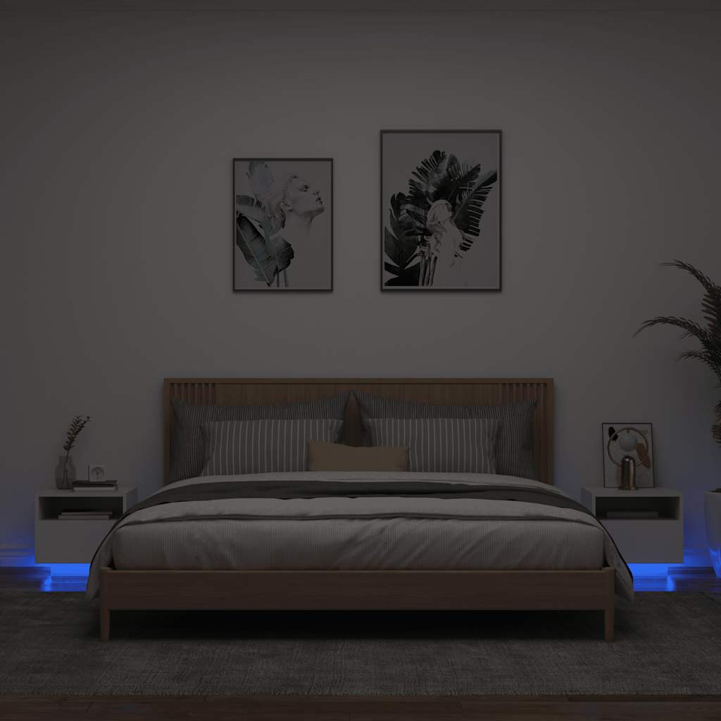 Noćni ormarići s LED svjetlima 2 kom bijeli 40 x 39 x 37 cm