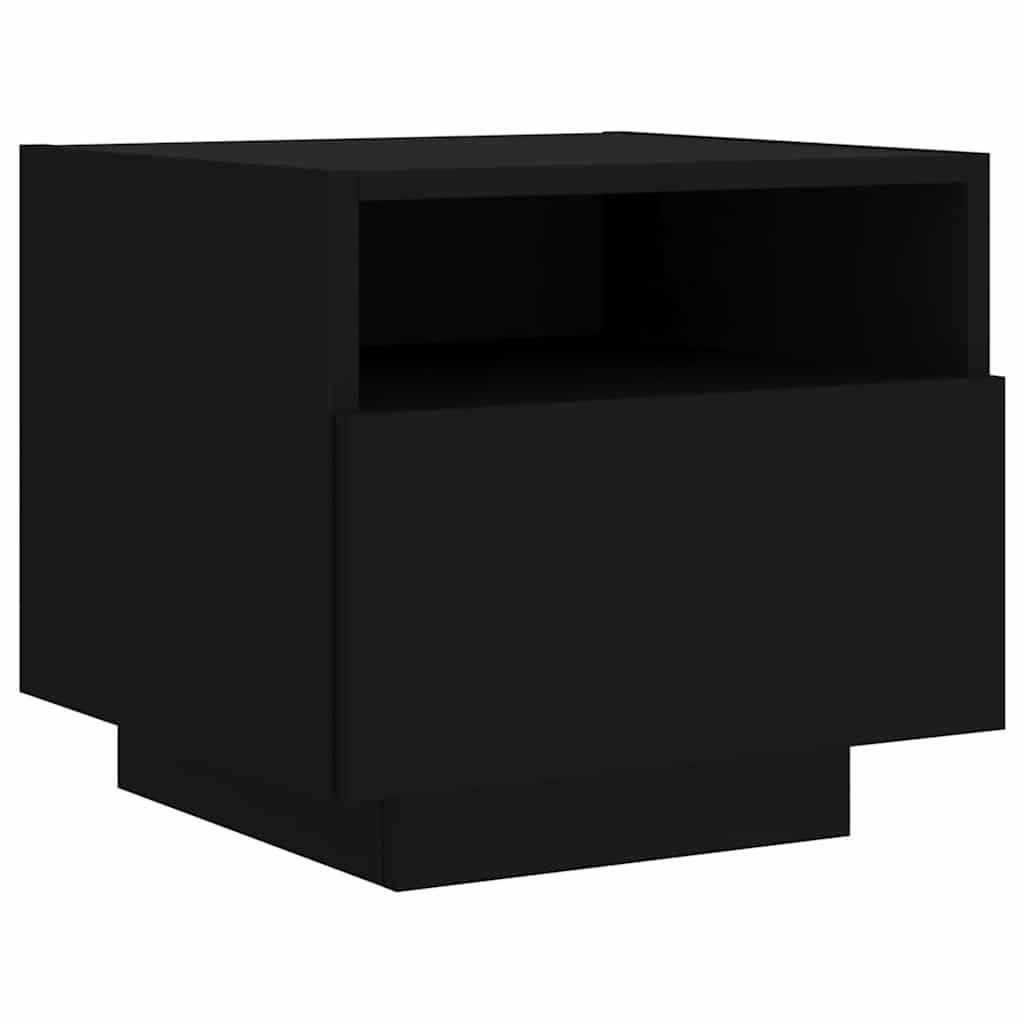 Noćni ormarić s LED svjetlima crni 40 x 39 x 37 cm