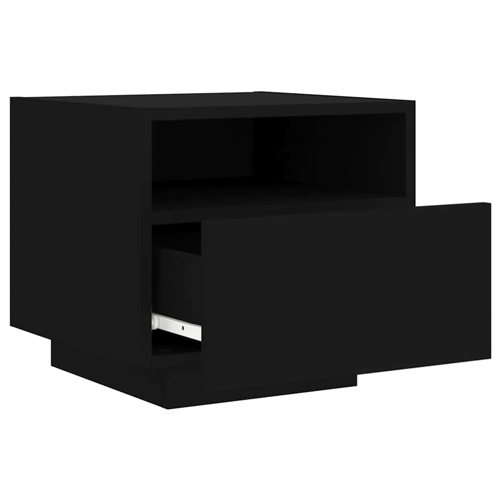 Noćni ormarić s LED svjetlima crni 40 x 39 x 37 cm