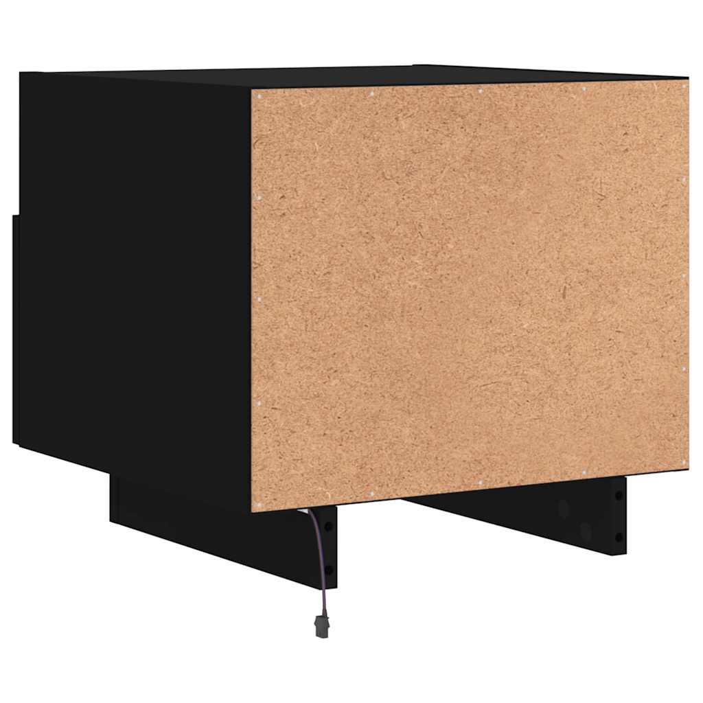 Noćni ormarić s LED svjetlima crni 40 x 39 x 37 cm