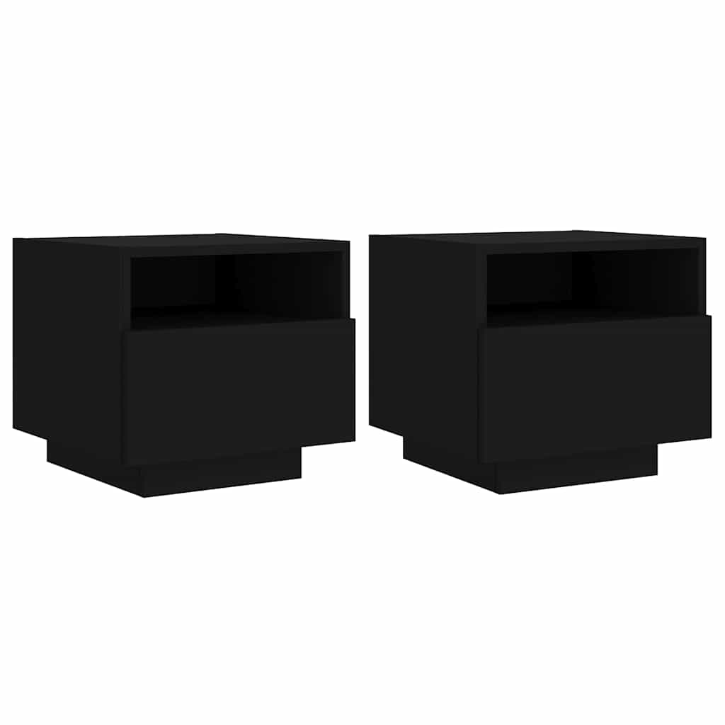 Noćni ormarići s LED svjetlima 2 kom crni 40 x 39 x 37 cm