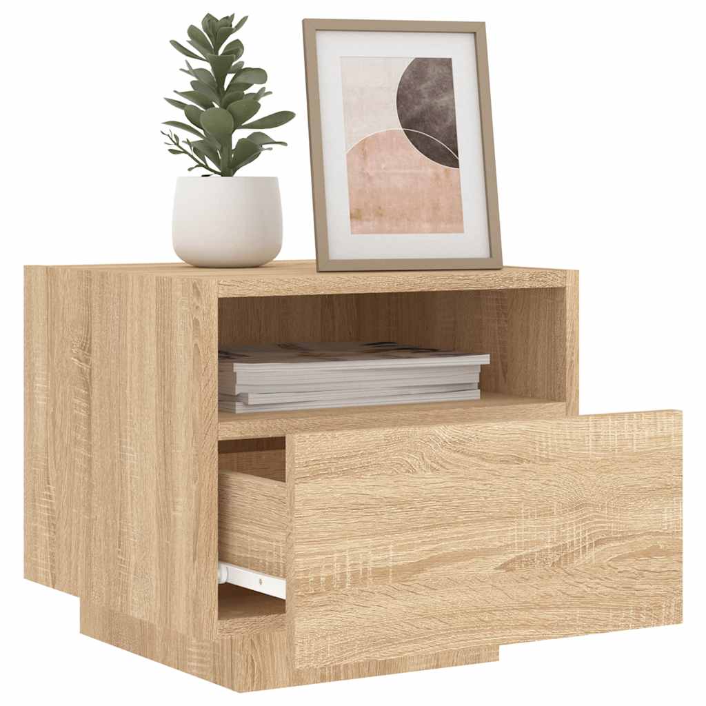 Noćni ormarić s LED svjetlima boja hrasta sonome 40x39x37 cm
