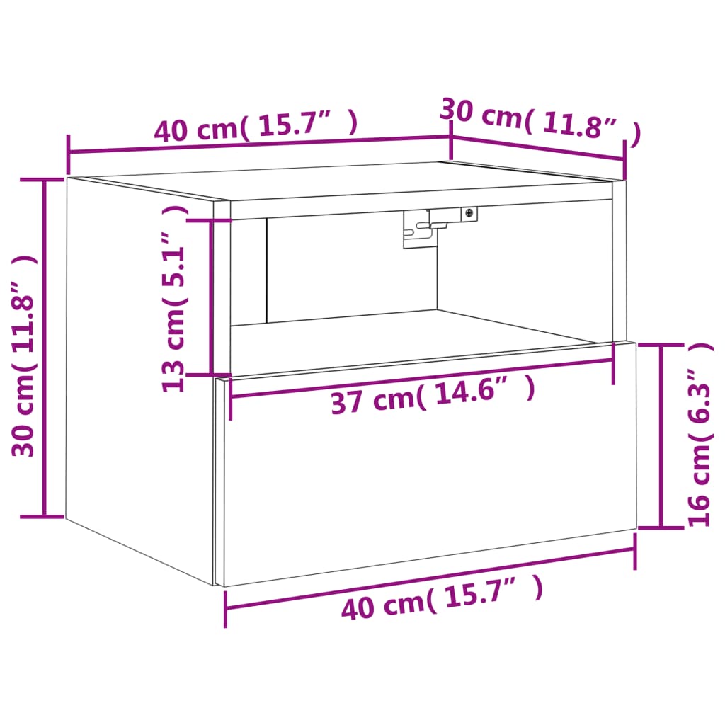 Zidni TV ormarići 2 kom crni 40 x 30 x 30 cm konstruirano drvo