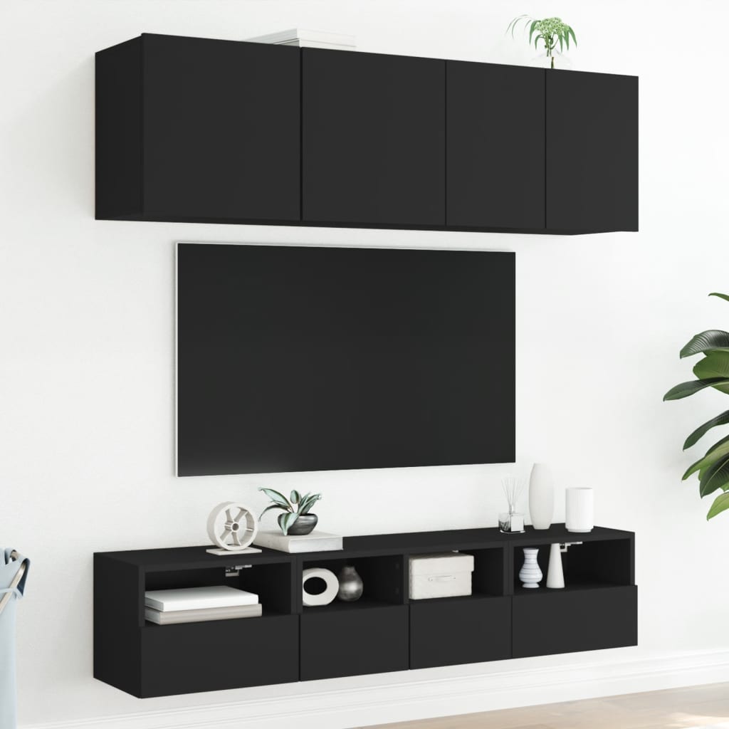 Zidni TV ormarići 2 kom crni 40 x 30 x 30 cm konstruirano drvo