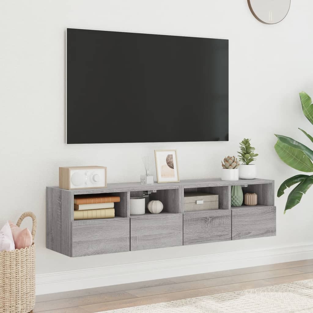 Zidni TV ormarići 2 kom siva boja hrasta 60 x 30 x 30 cm drveni