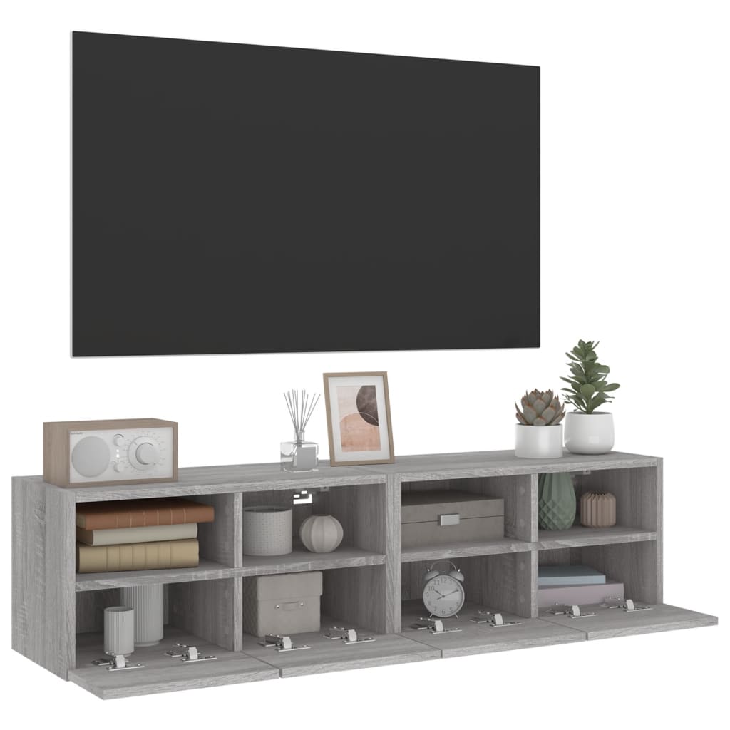 Zidni TV ormarići 2 kom siva boja hrasta 60 x 30 x 30 cm drveni