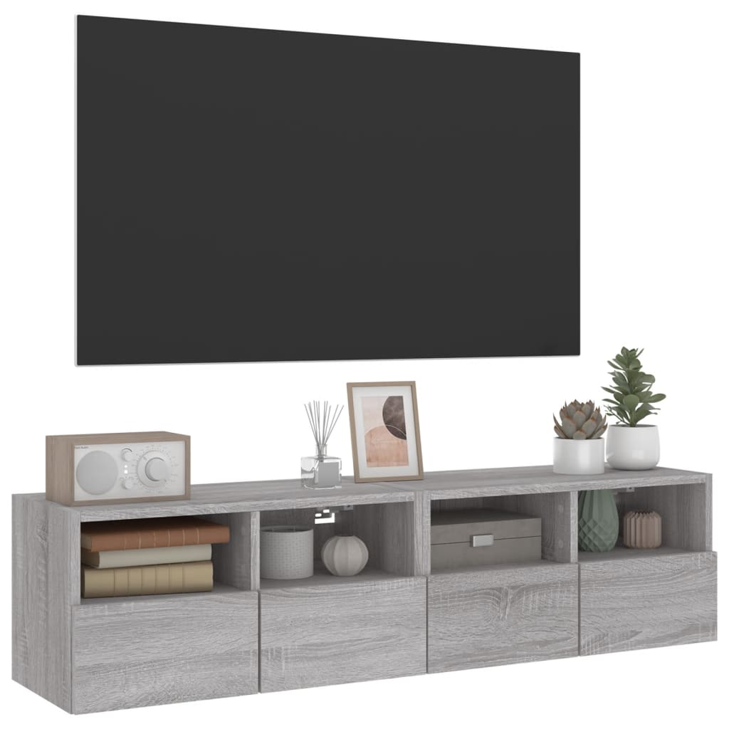 Zidni TV ormarići 2 kom siva boja hrasta 60 x 30 x 30 cm drveni