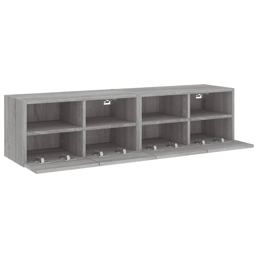Zidni TV ormarići 2 kom siva boja hrasta 60 x 30 x 30 cm drveni