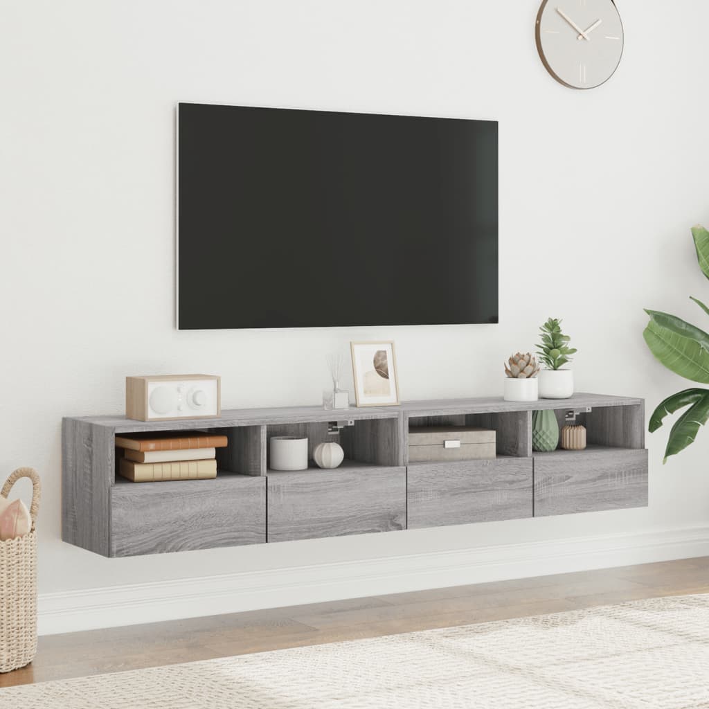 Zidni TV ormarići 2 kom siva boja hrasta 80 x 30 x 30 cm drveni