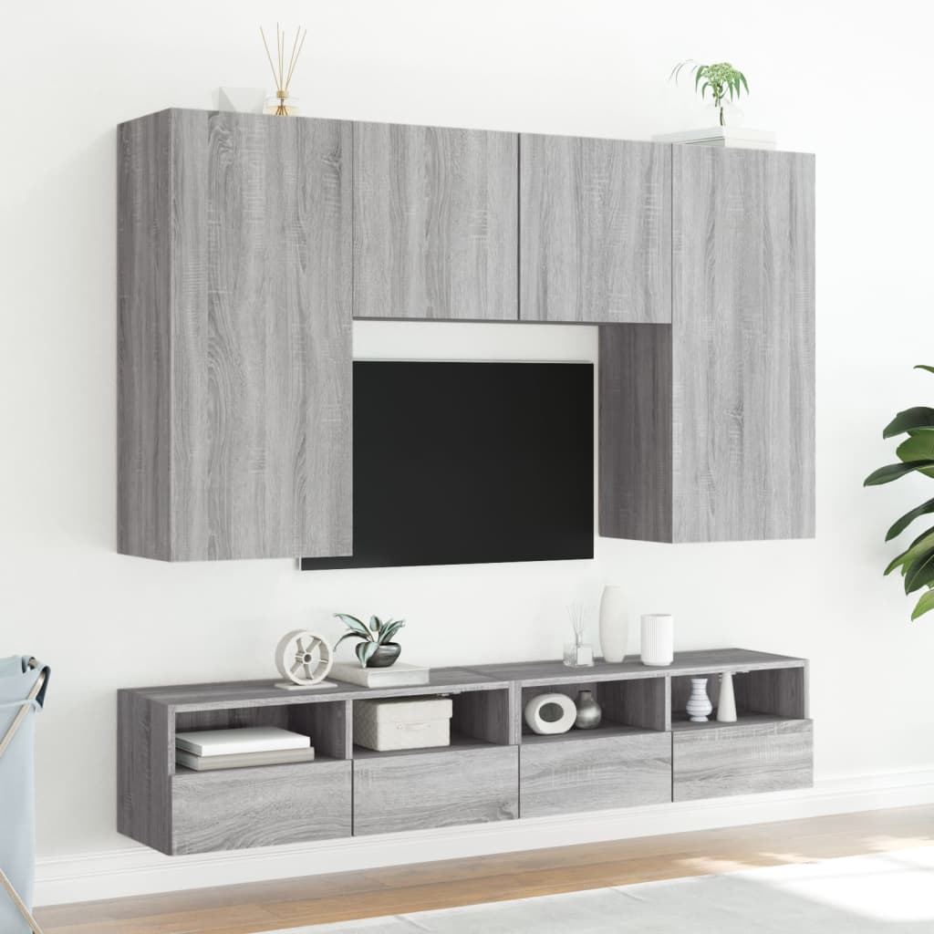 Zidni TV ormarići 2 kom siva boja hrasta 80 x 30 x 30 cm drveni