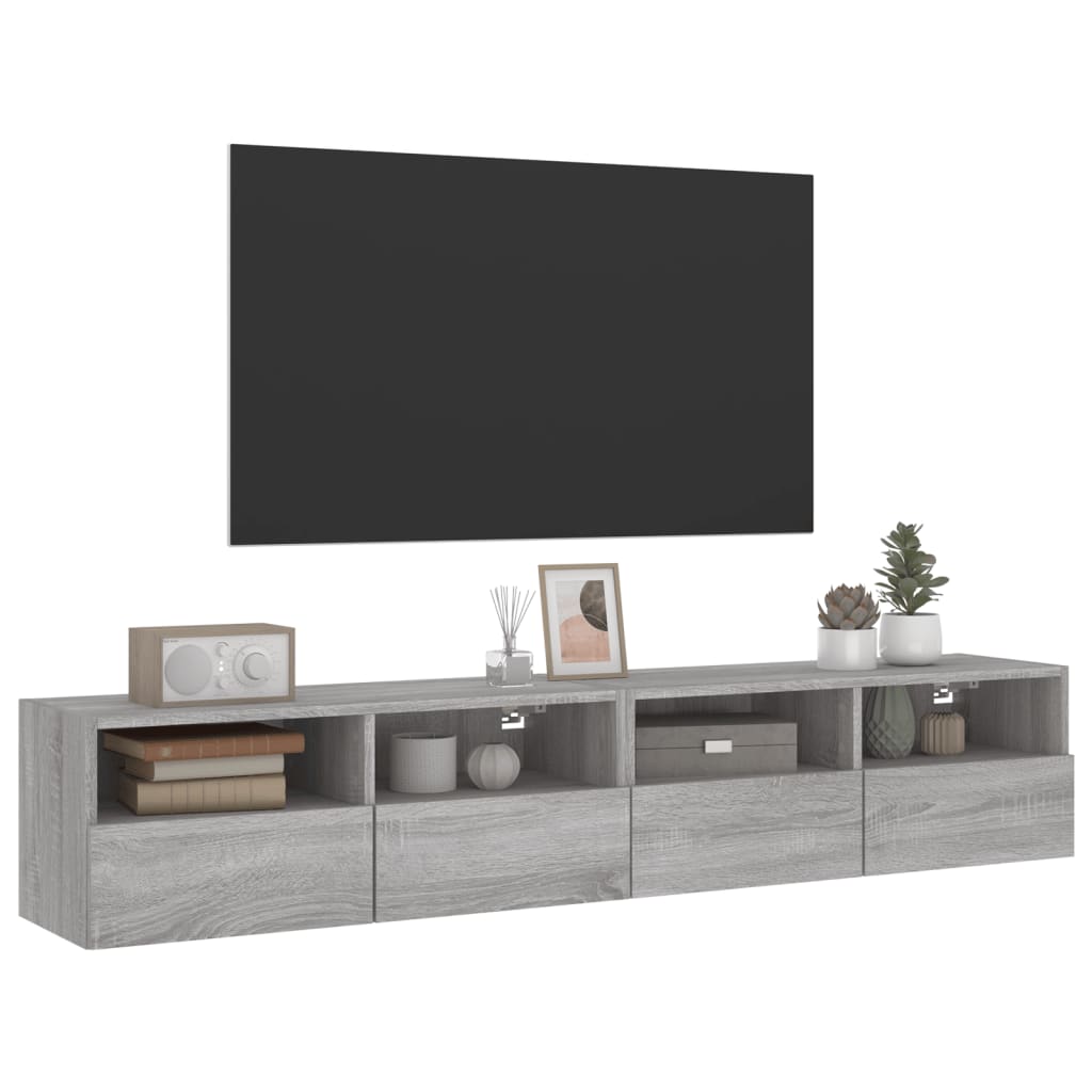 Zidni TV ormarići 2 kom siva boja hrasta 80 x 30 x 30 cm drveni