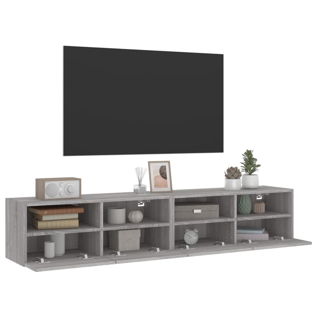 Zidni TV ormarići 2 kom siva boja hrasta 80 x 30 x 30 cm drveni