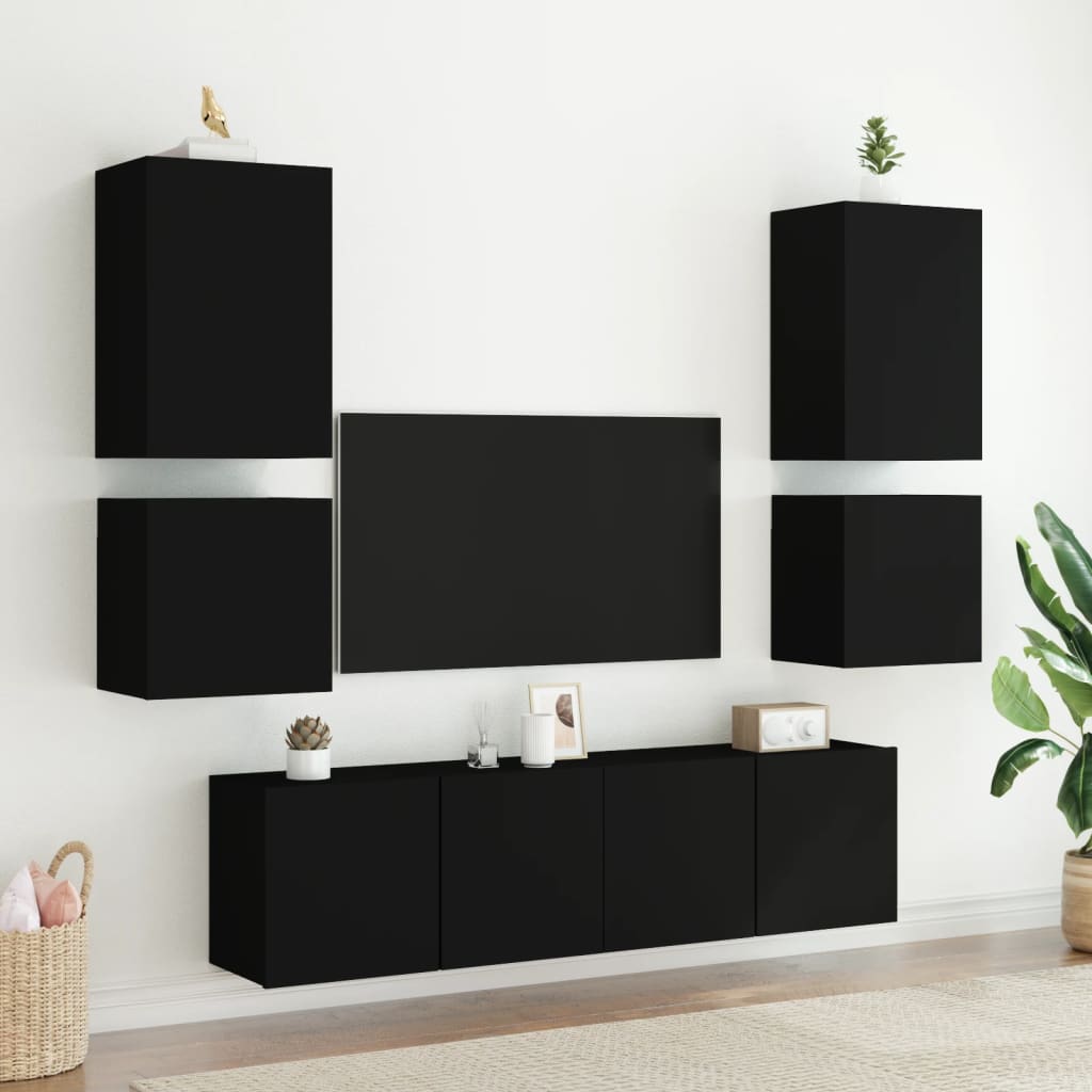 Zidni TV ormarići 2 kom crni 40,5x30x40 cm konstruirano drvo