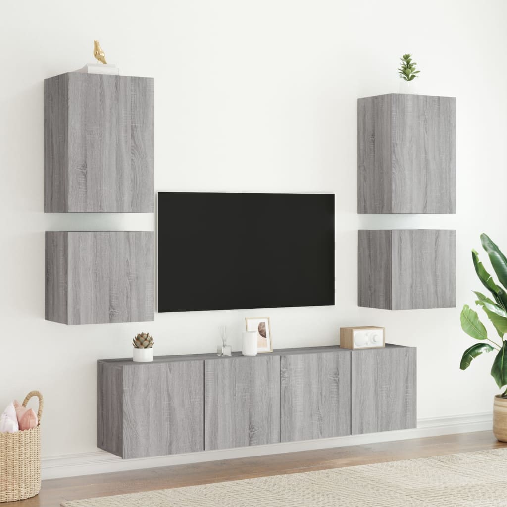 Zidni TV ormarići 2 kom siva boja hrasta 40,5x30x40 cm drveni