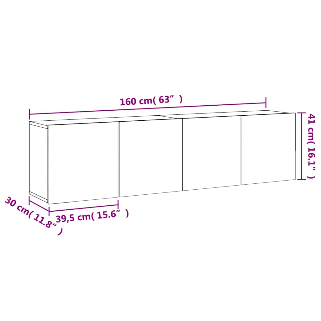 Zidni TV ormarići 2 kom bijeli 80x30x41 cm