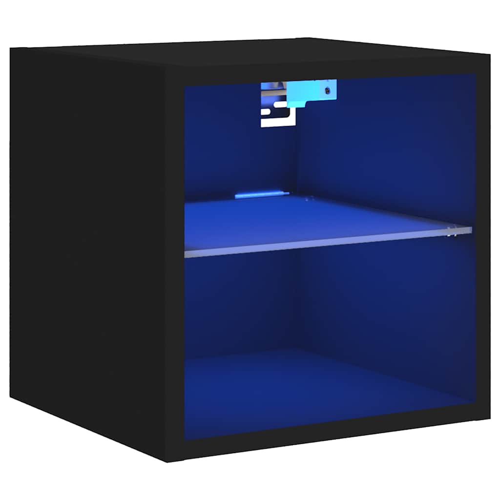 Zidni TV ormarić s LED svjetlima crni 30 x 28,5 x 30 cm
