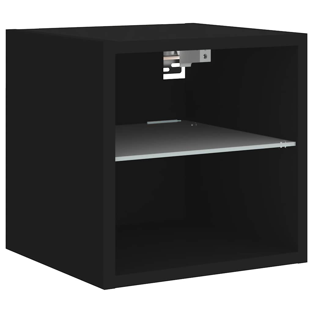 Zidni TV ormarić s LED svjetlima crni 30 x 28,5 x 30 cm