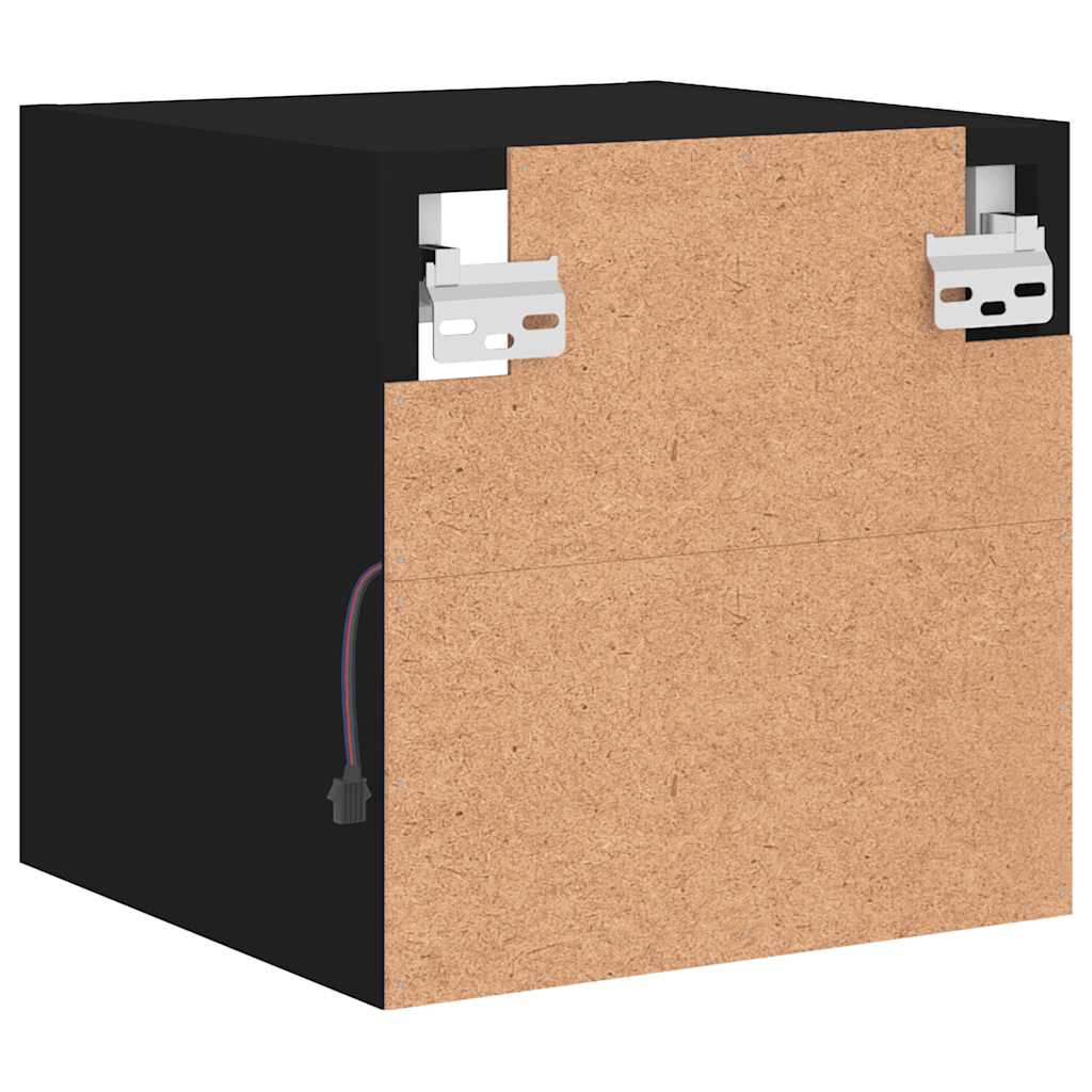 Zidni TV ormarić s LED svjetlima crni 30 x 28,5 x 30 cm