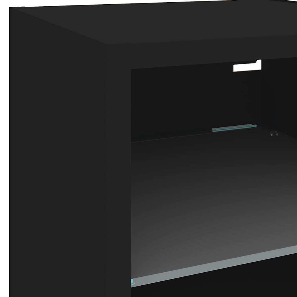 Zidni TV ormarić s LED svjetlima crni 30 x 28,5 x 30 cm