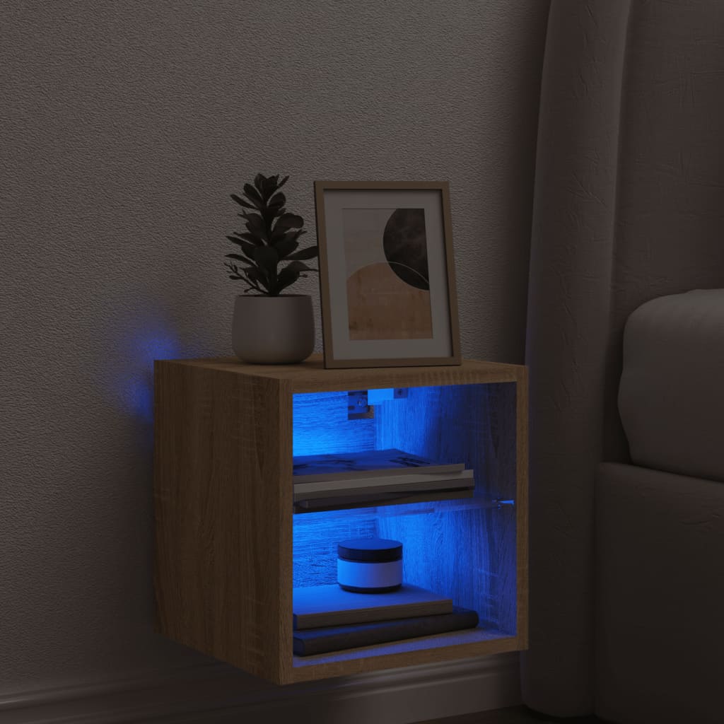 Zidni TV ormarić s LED svjetlima boja hrasta 30 x 28,5 x 30 cm