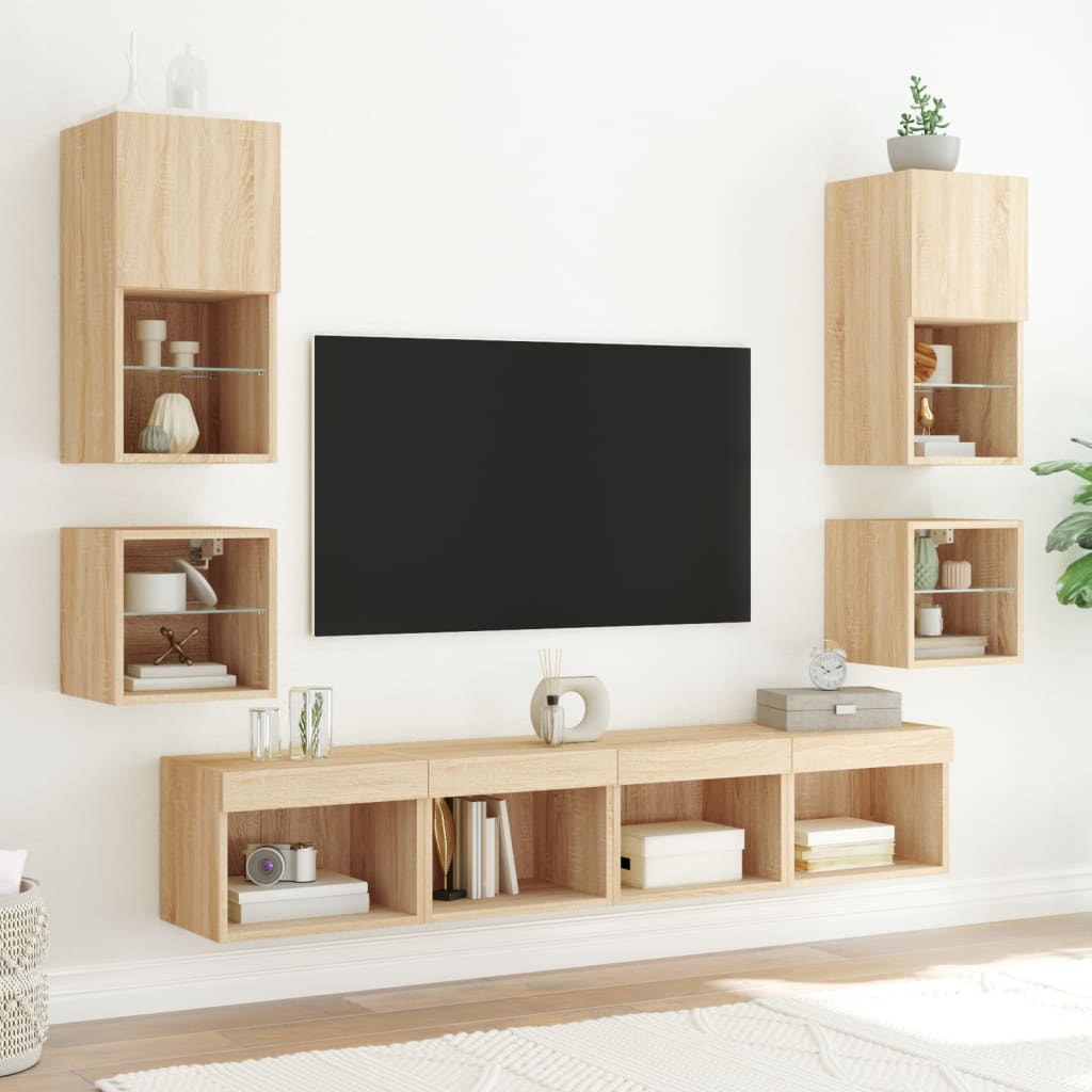 Zidni TV ormarići LED 2 kom boja hrasta sonome 30x28,5x30 cm