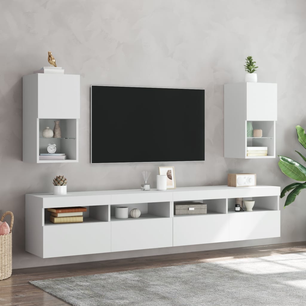 TV ormarići s LED svjetlima 2 kom bijeli 30,5x30x60 cm