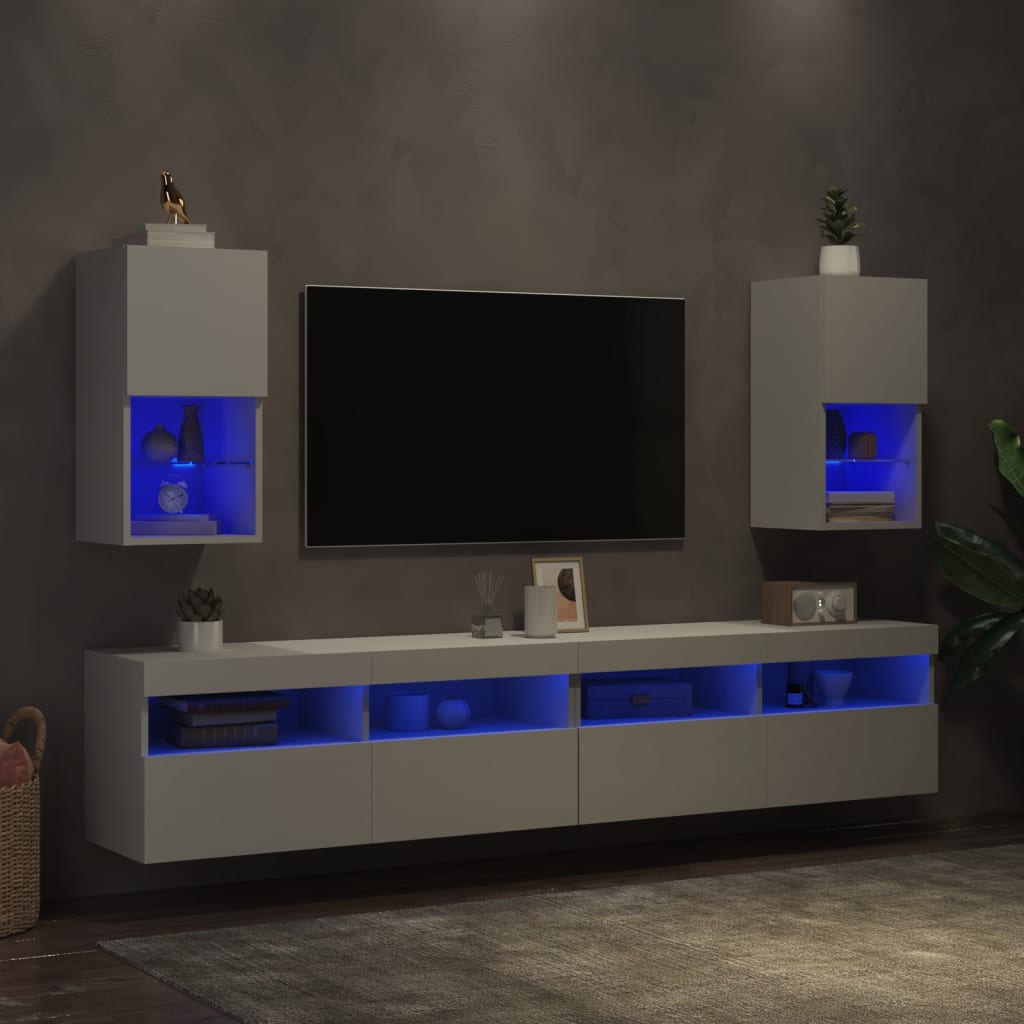 TV ormarići s LED svjetlima 2 kom bijeli 30,5x30x60 cm